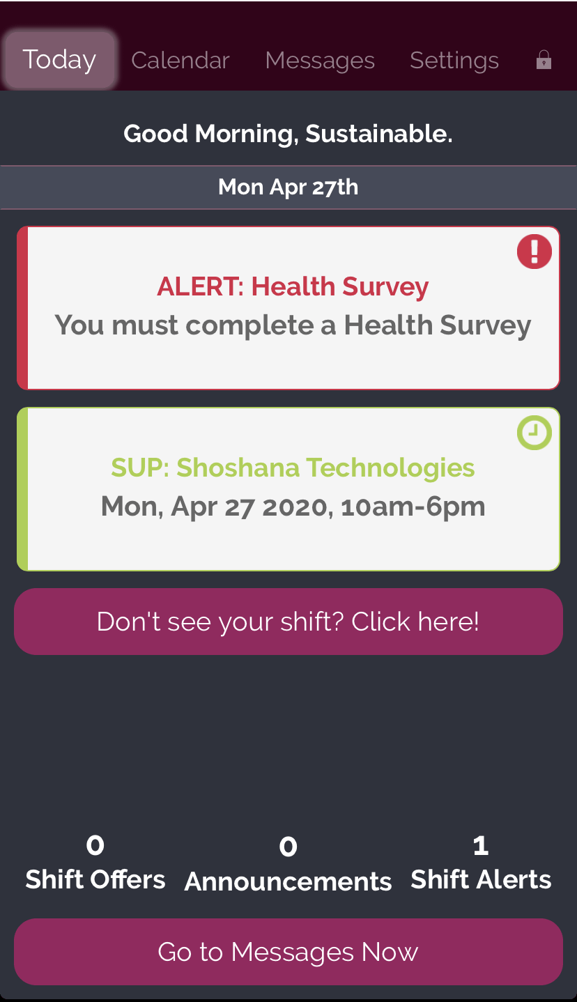 Alert Health Survey screenshot